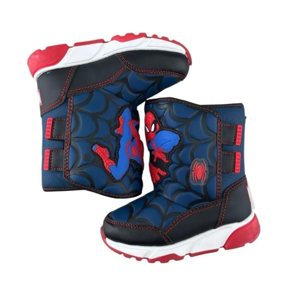 Baby Boy’s Spider-Man Light Up Winter Snow Boots Shoes Size 6